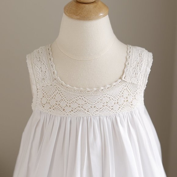 White Cotton Heirloom Sleeveless Dress Crocheted Lace Boutique 18 Month Boho - Picture 2 of 6